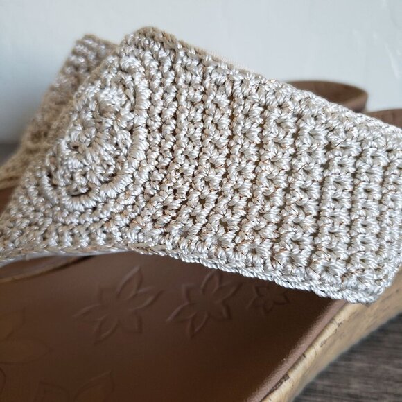 Skechers Crochet Beverlee Fancy Work Wedge Sandals Natural Size Women's 11 Beach - Picture 7 of 10
